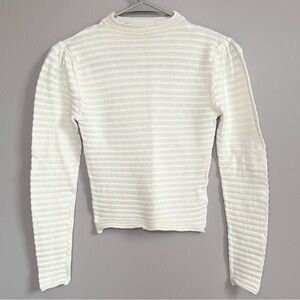 ROLLA'S Cream Ribbed Long Sleeve Top Size Small